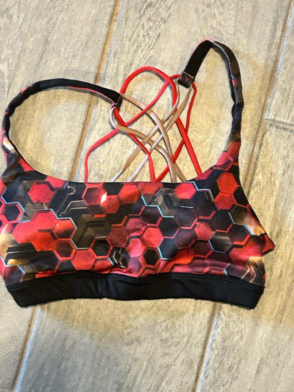 Marvel for her universe Red and Black Hexagon Sports Bra - size extra small